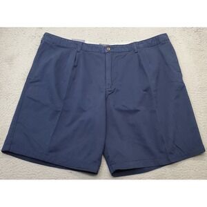 Saddlebred Chino Shorts Mens Plus 48W Blue Pleated Front Regular Fit High Waist